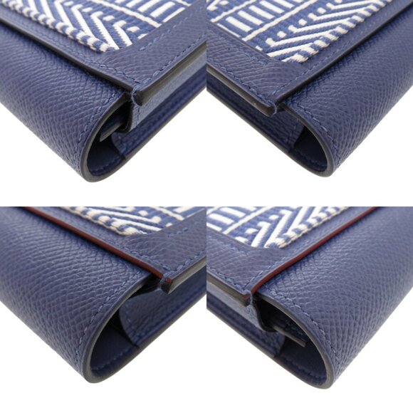 HERMES Passant Long Sangle Caval Epsom Blue Brighton C Stamp Wallet - Picture 5 of 9